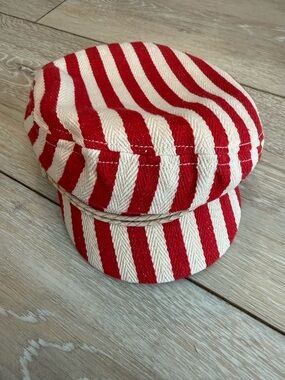 Brixton Red Cream Striped Cotton fisherman’s - fiddler Cap - patriotic. Festival